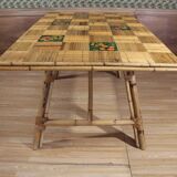 Rattan And Ceramic Dining Room Table Audoux Minnet attribution