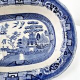 Old Rectangular Hollow Dish In English Earthenware 19th Chinese Decor Blue Willow