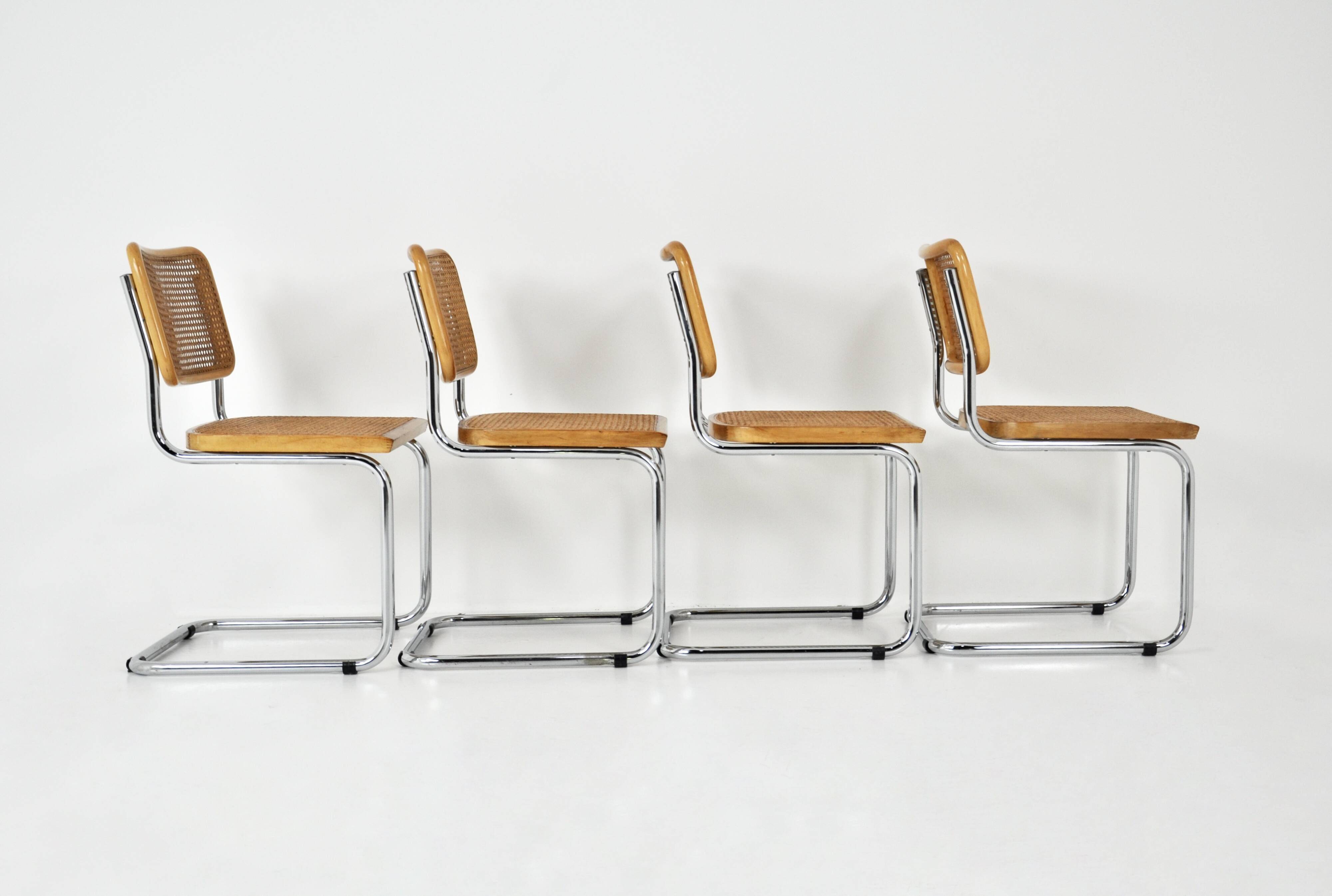 Ensemble de 4 chaises style B32 par Marcel Breuer
