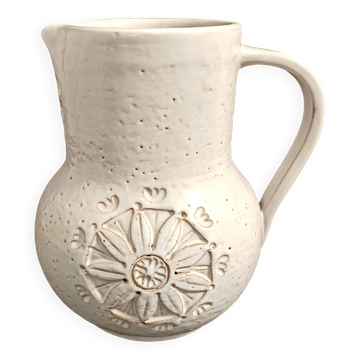Pichet/Vase en faïence beige par Aldo Londi pour Bitossi, Italie