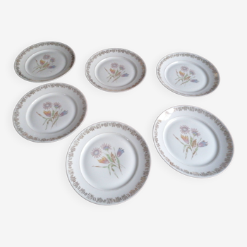 6 assiettes à dessert en porcelaine année 70