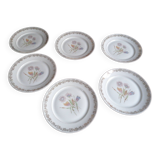 6 70s porcelain dessert plates