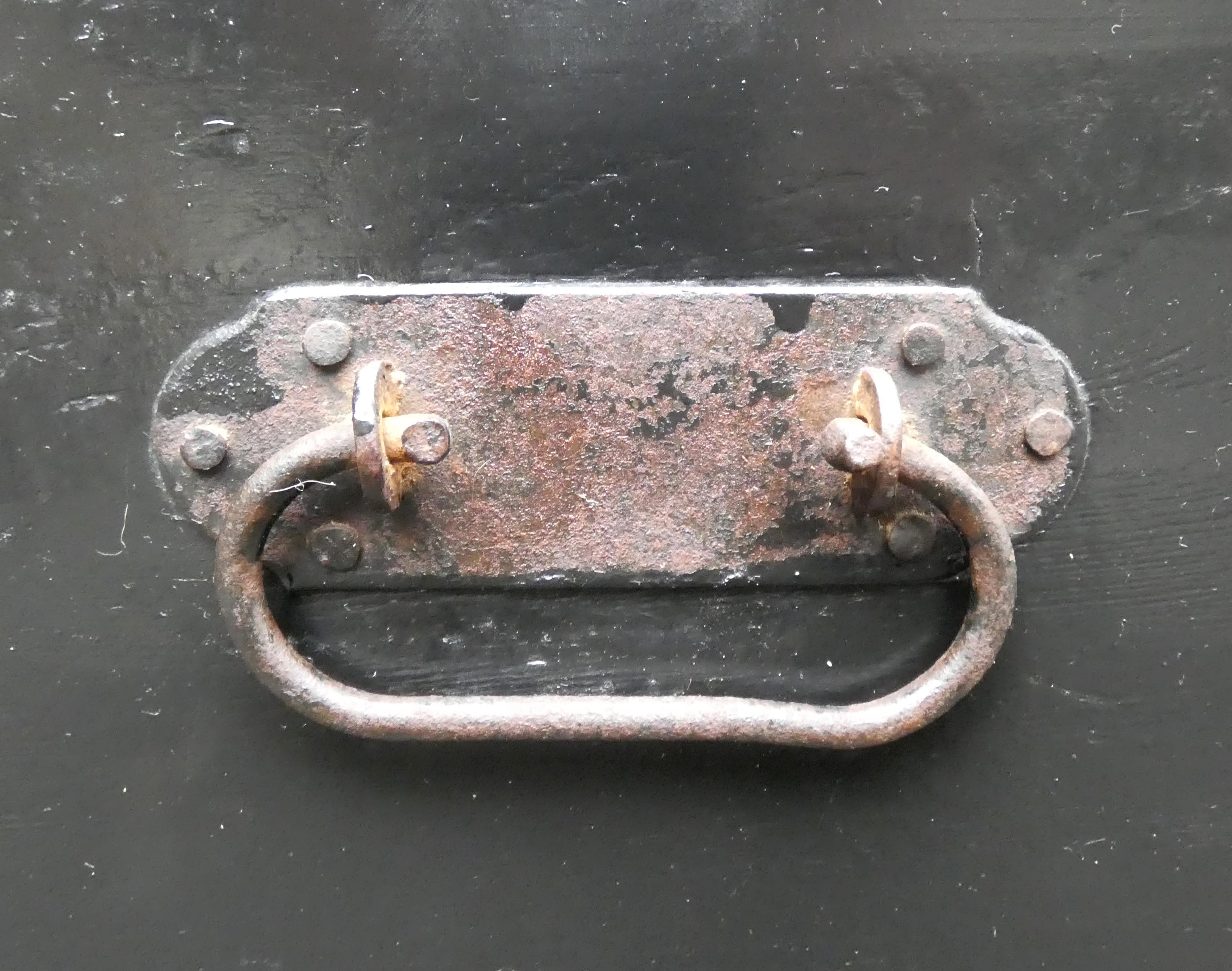 Old blackened wooden chest 19th