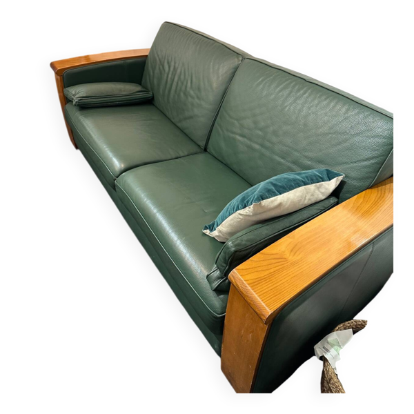 Canapé en cuir style Art Déco design Jacques Leleu