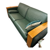 Leather canapé in Art Deco style designed by Jacques Leleu.