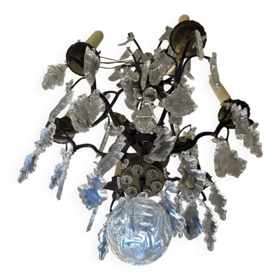Lustre à pampille  cristal 19 eme