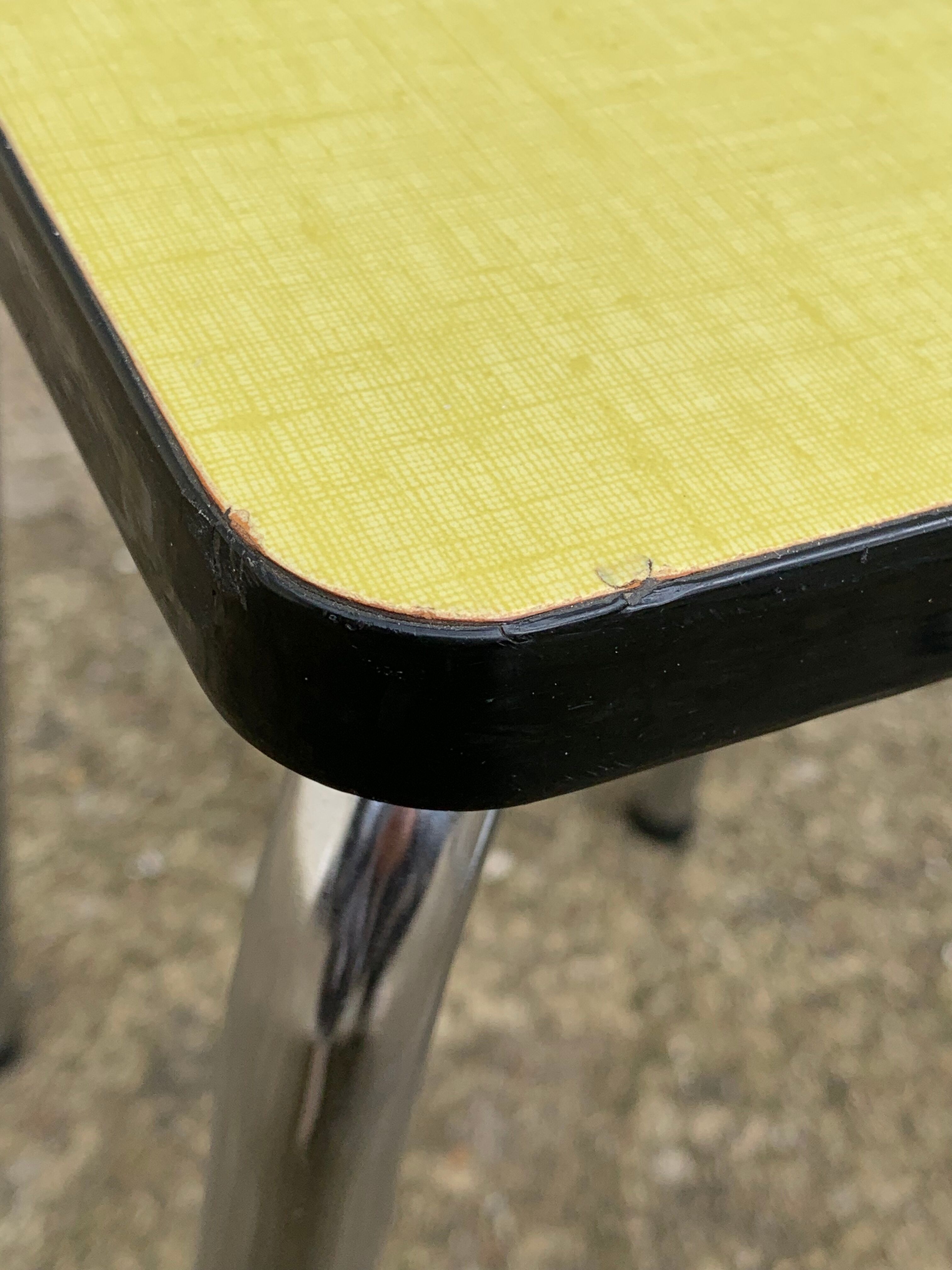 Mismatched formica chairs and stool 1960