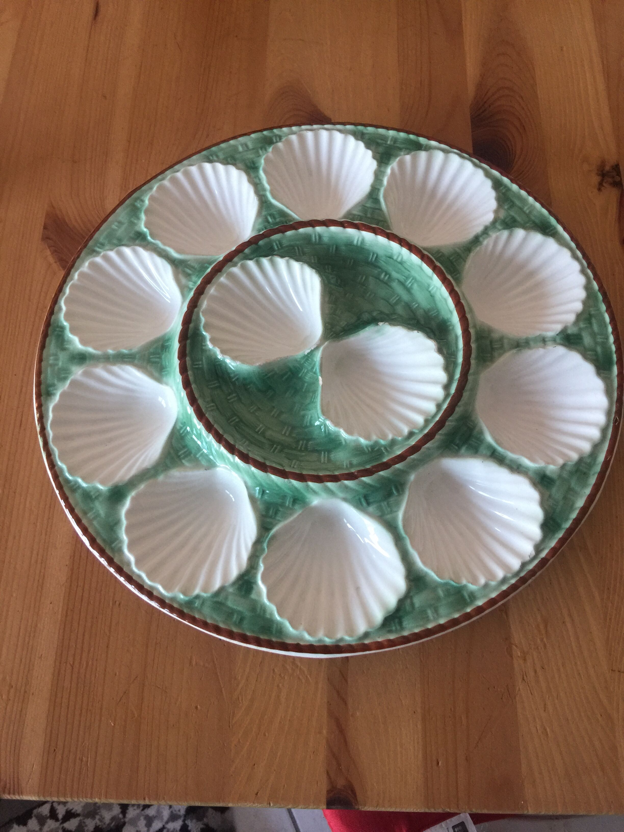 Dish seafood green and white diameter 34cm