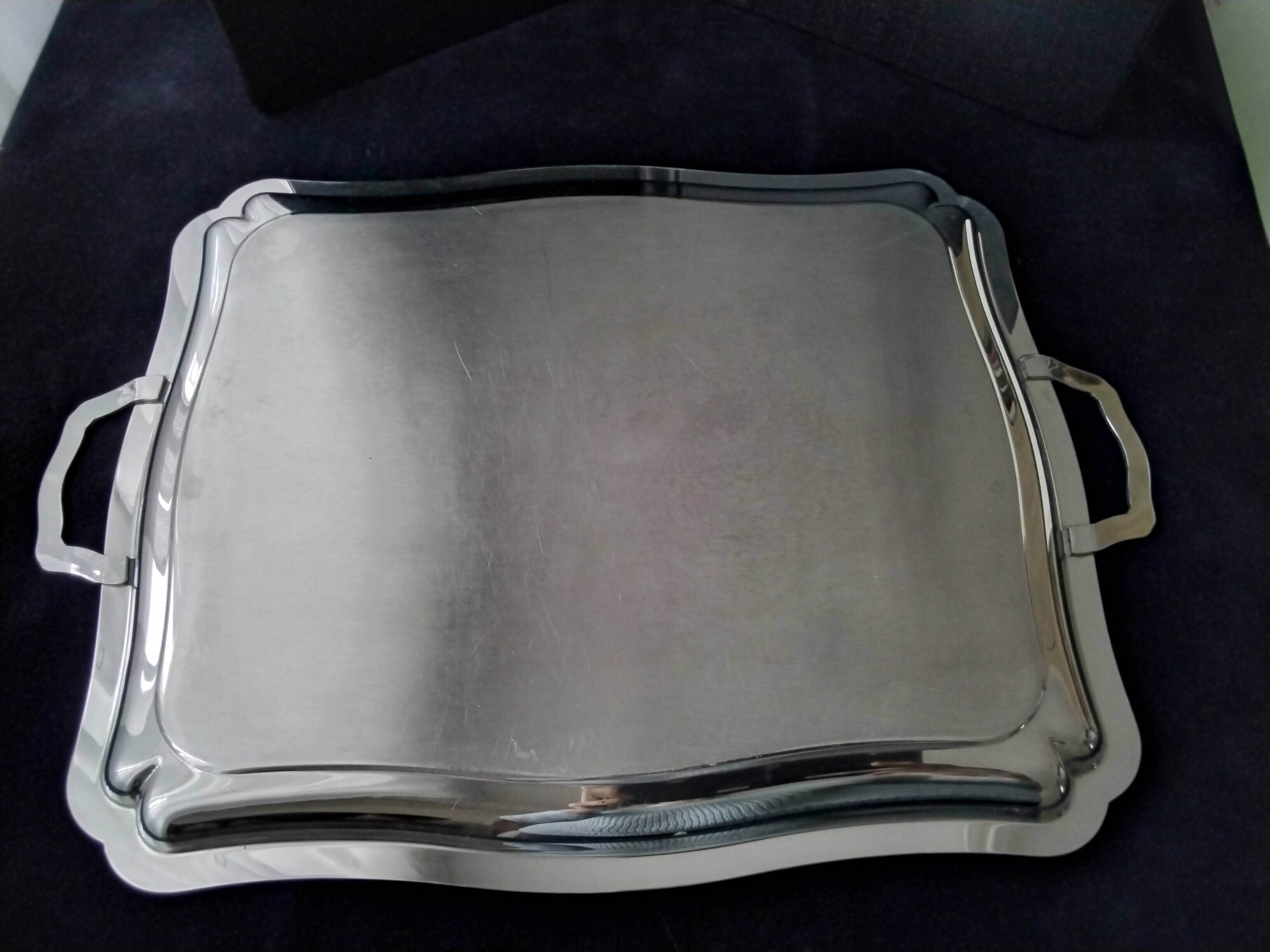 Large stainless steel serving tray 38 x 45.5 cm