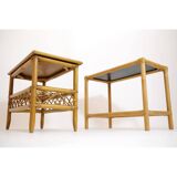 Pair of rattan end tables from the 60s and 70s.