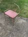 Vintage brass stool with pink seat, 1950s, Czech Republic