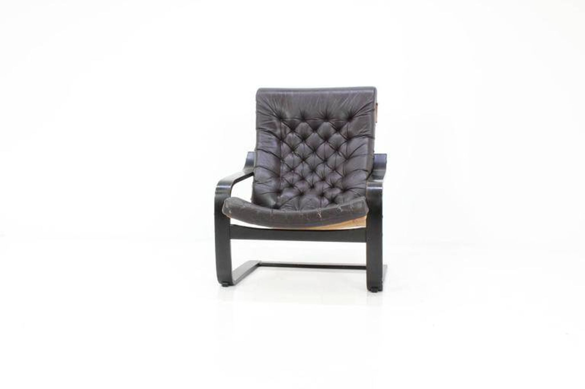 Finnish Mid-Century Leather Lounge or Armchair, 1970s