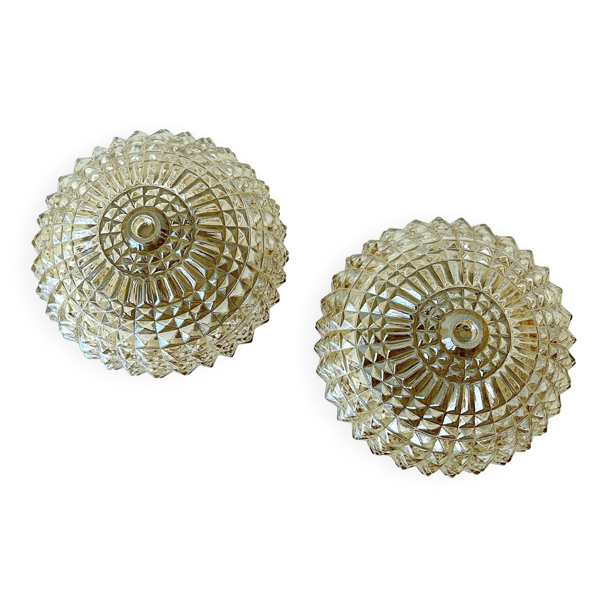 Pair of glass wall lights, 1960s