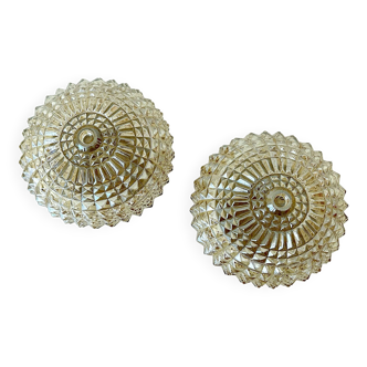 Pair of glass wall lights, 1960s