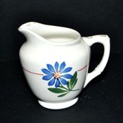 Sarreguemines earthenware milk jug - creamer in bamboo shape with stencil decoration 1920