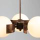 Vintage Italian Copper & Opaline Glass Chandelier
