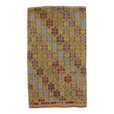 Yellow Handwoven Vintage Turkish Wool Flatweave Kilim Rug 118x200