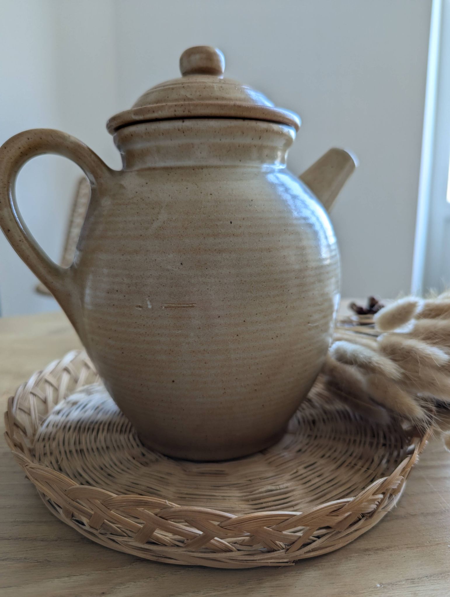 Natural stoneware coffee pot