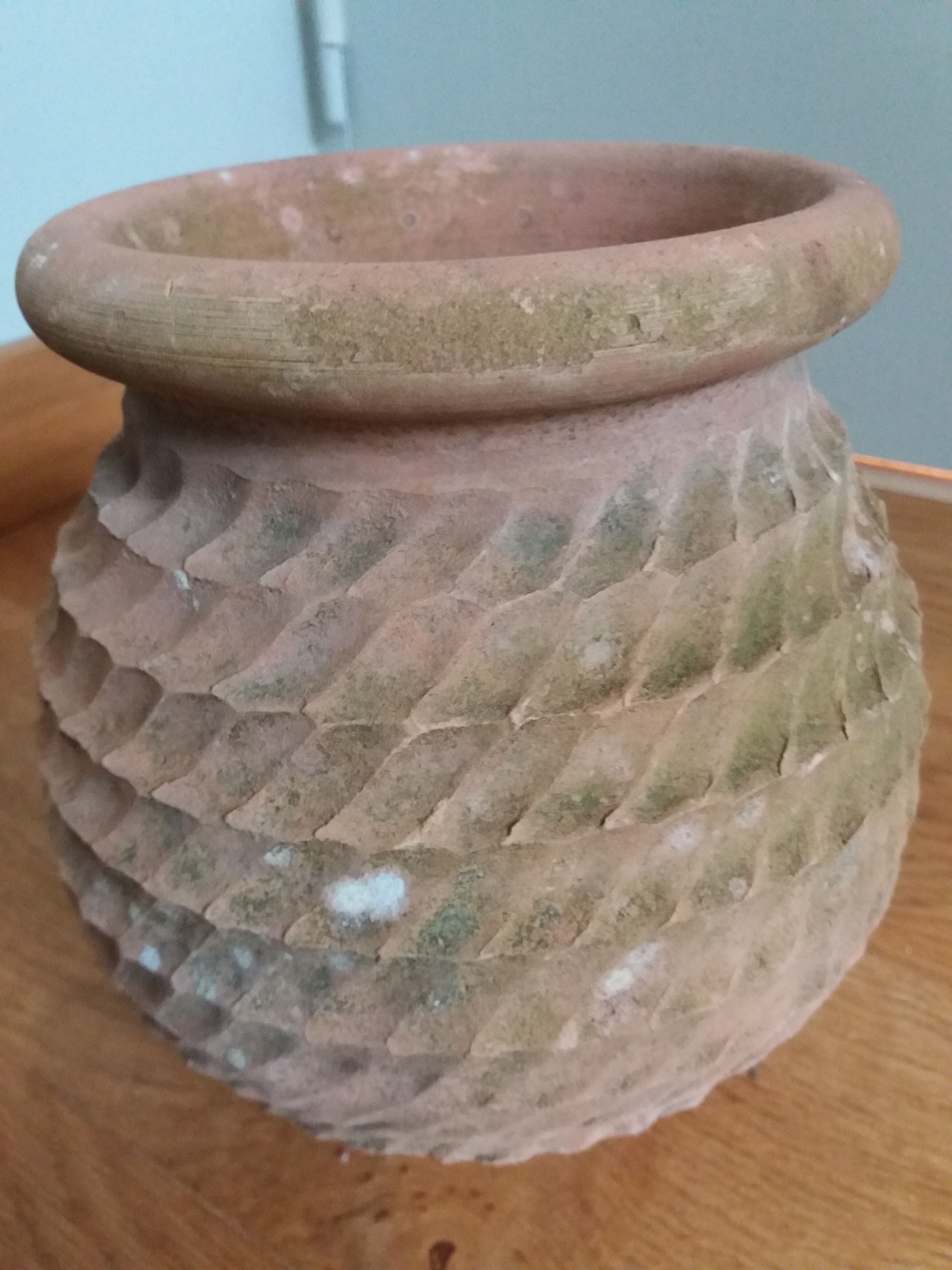 Terracotta jar pot rope decoration Goicoechea Basque Country