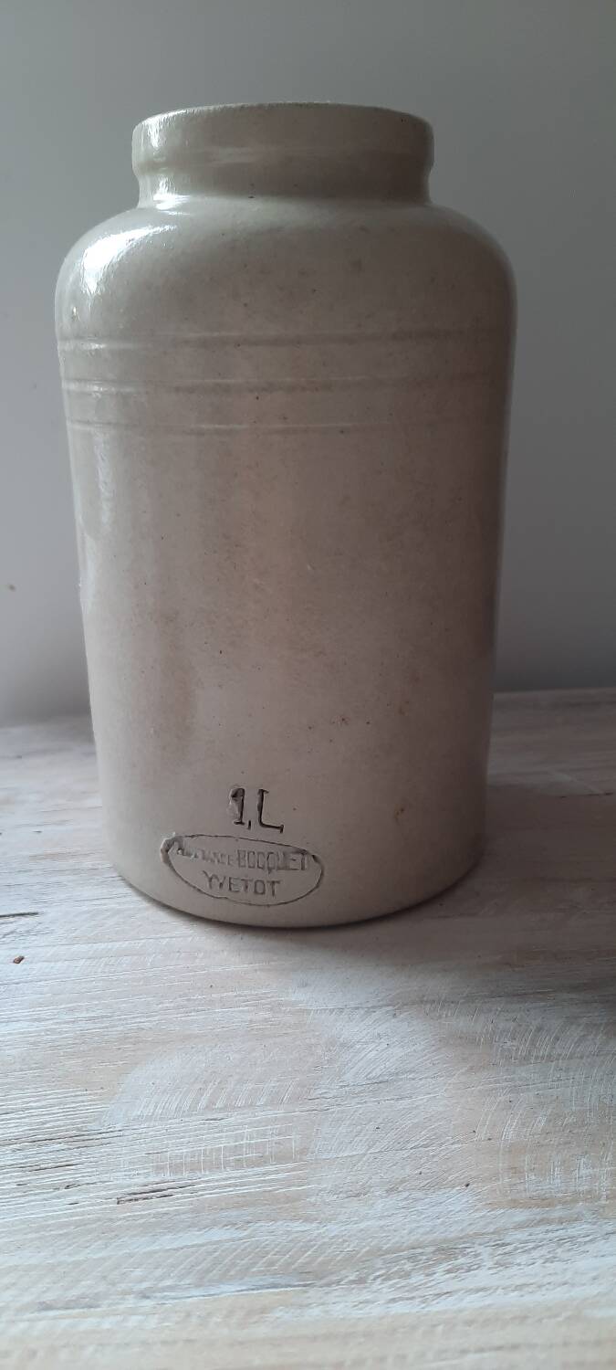 Old mustard pot Yvetot varnished stoneware