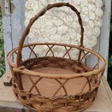 Vintage basket made of wood and rattan