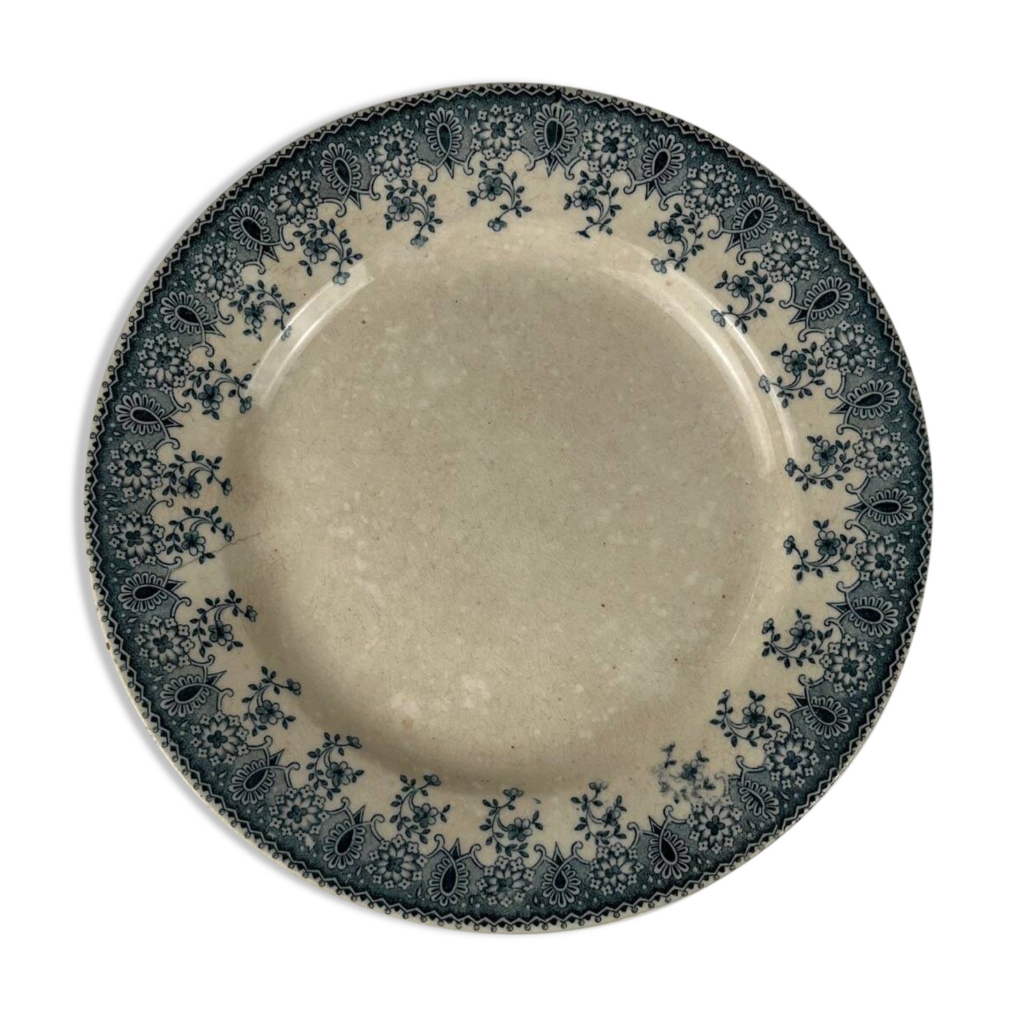 Low fruit bowl in blue iron earth, Jules Etienne, Paris, 19th century.