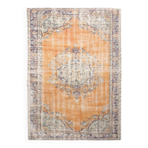 Tapis vintage oriental orange et crème 7x9, 202x282 cm