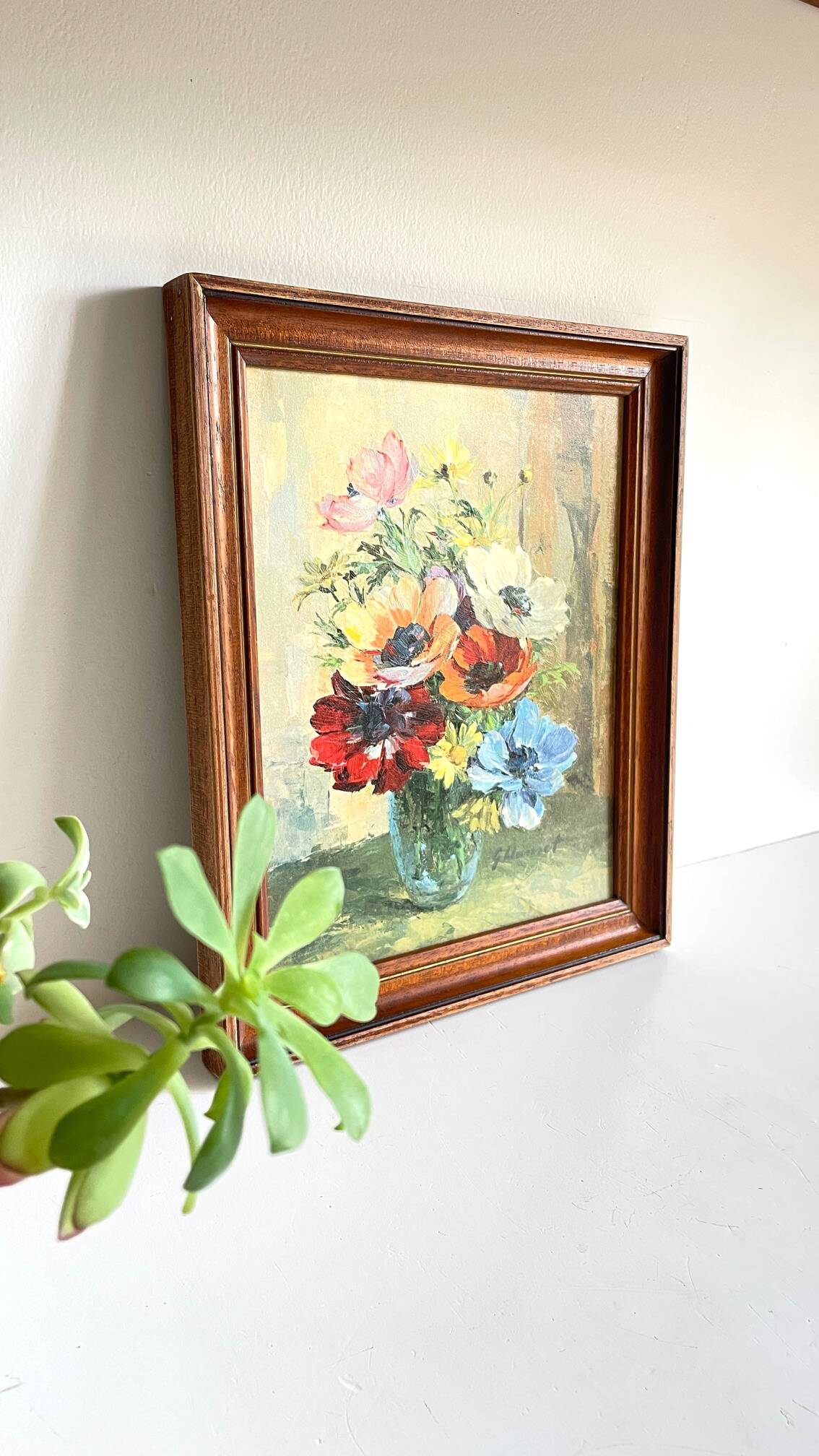 TABLEAU Vintage Bouquet aux ANEMONES