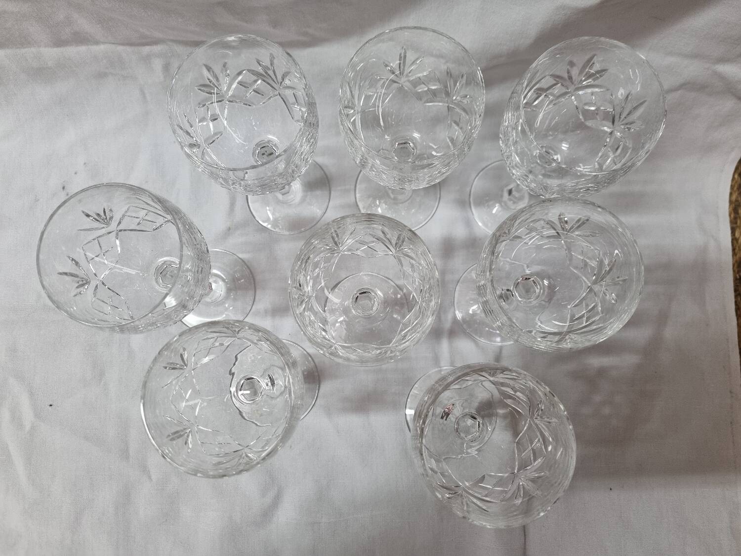 8 Bohemian crystal stemmed glasses