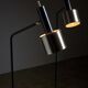 Pair of floor lamps in black metal with brushed aluminum shades, 1970s