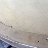 Large round mirror frame patinated wood 70 cm