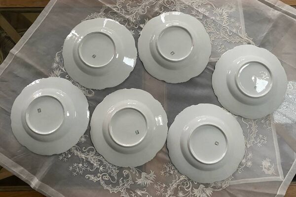 Lot de 6 assiettes creuses Pillivuyt modèle Gui anciennes