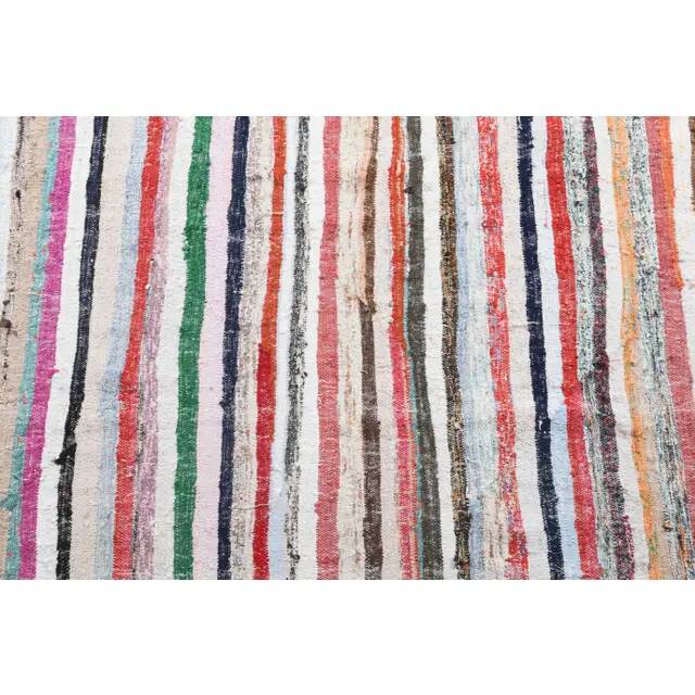 Vintage Turkish Oushak Handmade Cotton Pink Wool Kilim Runner Rug 136x291