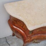 Louis XV style curved chest of drawers in marquetry