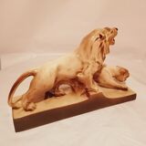 Sculpture Lion/Lionne de L. François (1882-1965)