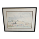 Tableau - Aquarelle paysage avec coquelicots - Vue d'Irancy (Yonne)
