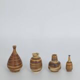 Small Mid-Century Scandinavian Modern Collectible Honey Stoneware Vase by Gunnar Borg, Set of 4