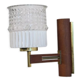 Scandinavian wall lamp in teak and glass