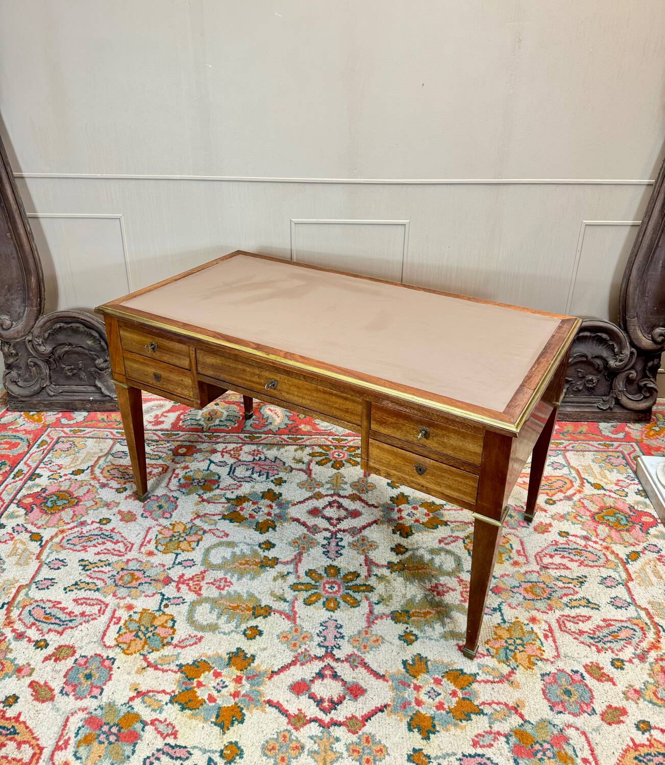 Bureau Plat Double Face En Acajou De Style Louis XVI XIX Eme Siècle