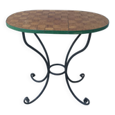 Table bistrot en fer forgé et noyer