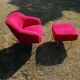 ARMCHAIR AND FOOTREST VINTAGE YEAR 1970 MOUMOUTE COLOR RED