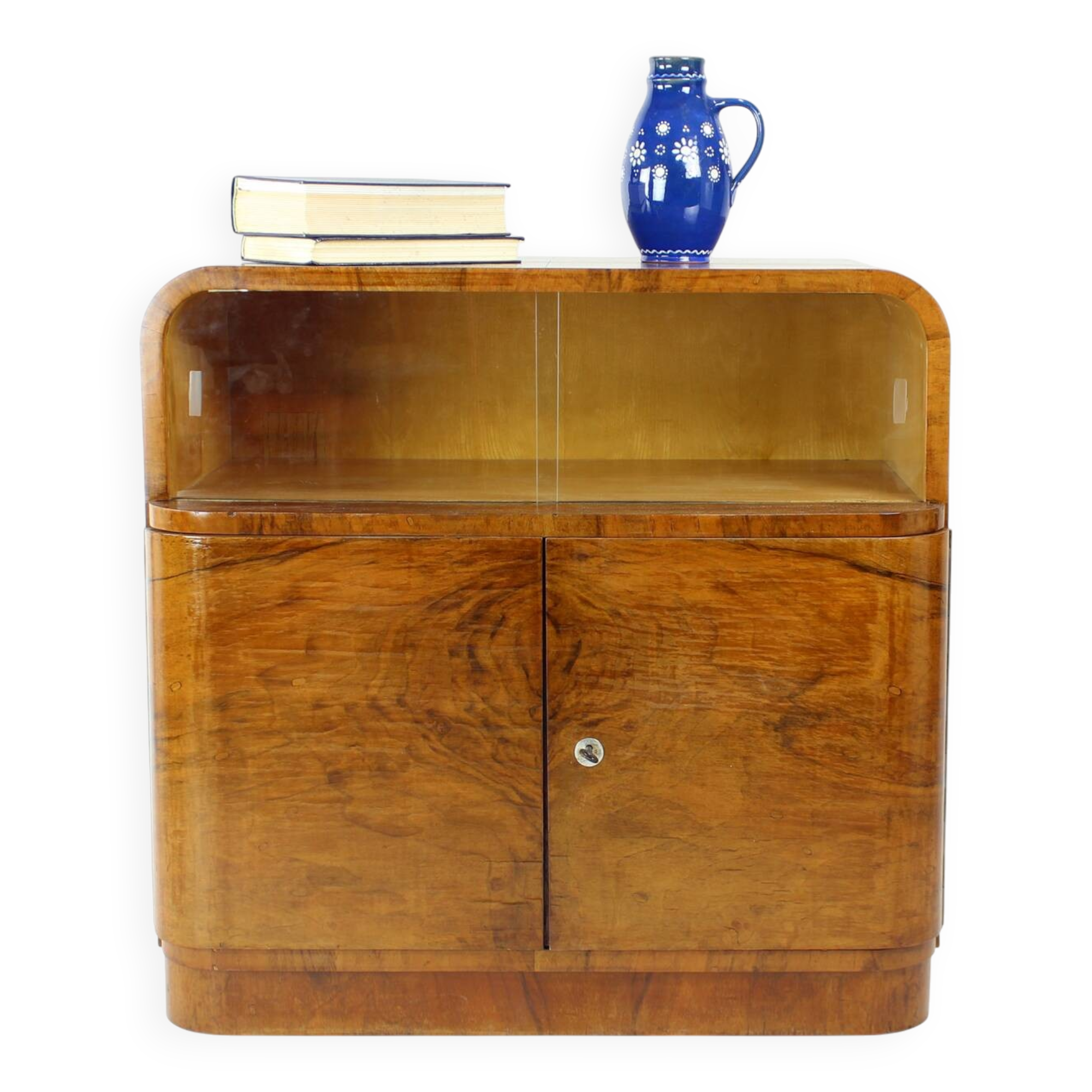 Art Deco Sideboard / Dry Bar In Walnut, Czechoslovakia 1930s