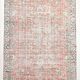 7x11 Salmon Pink & Blue Vintage Persian Rug, Large Floral Rustic Decor