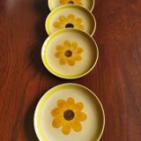 4 Gien “Soleil” dessert plates