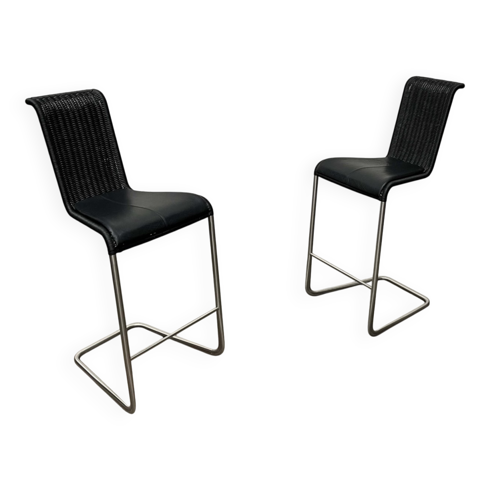 Tabourets de bar cantilever allemands vintage B30 avec coussins en cuir de Tecta et Jean Prouvé, lot de 2