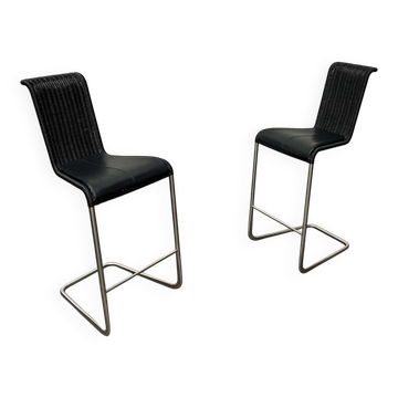 Tabourets de bar cantilever allemands vintage B30 avec coussins en cuir de Tecta et Jean Prouvé, lot de 2