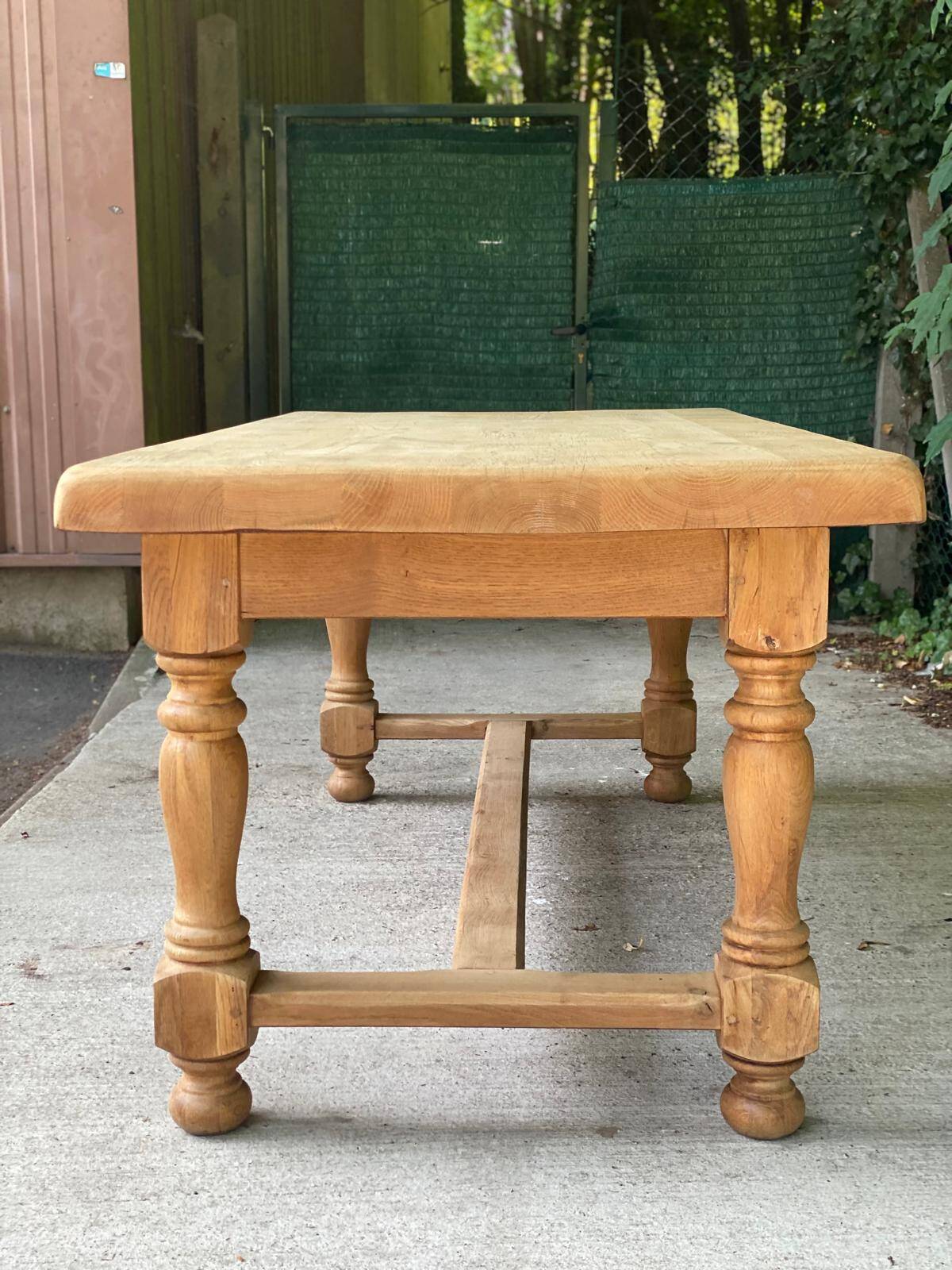 Renovated farmhouse dining table in solid oak, 20th century, 200cm