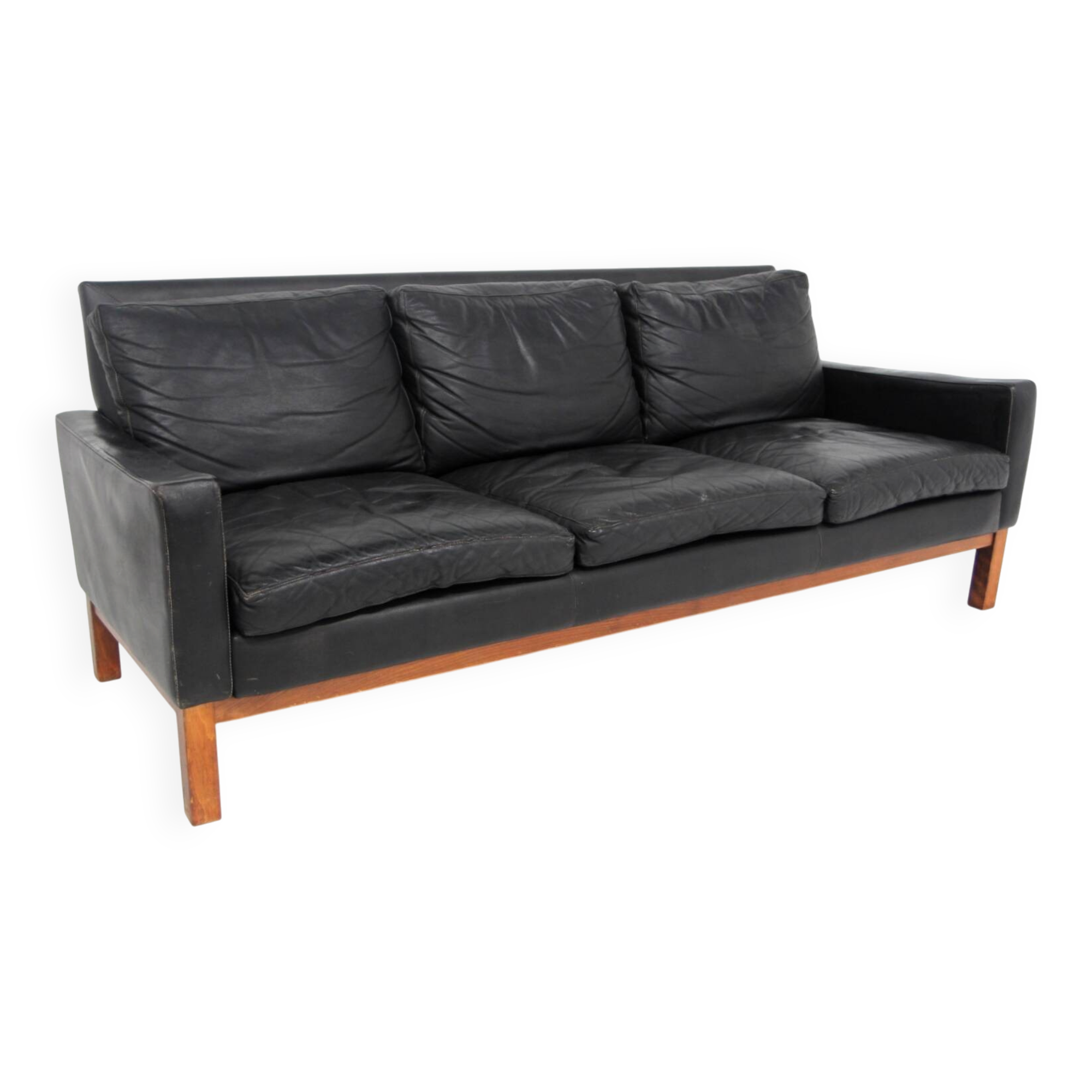 Scandinavian 3-seater leather sofa, Ulferts, Sweden, 1960