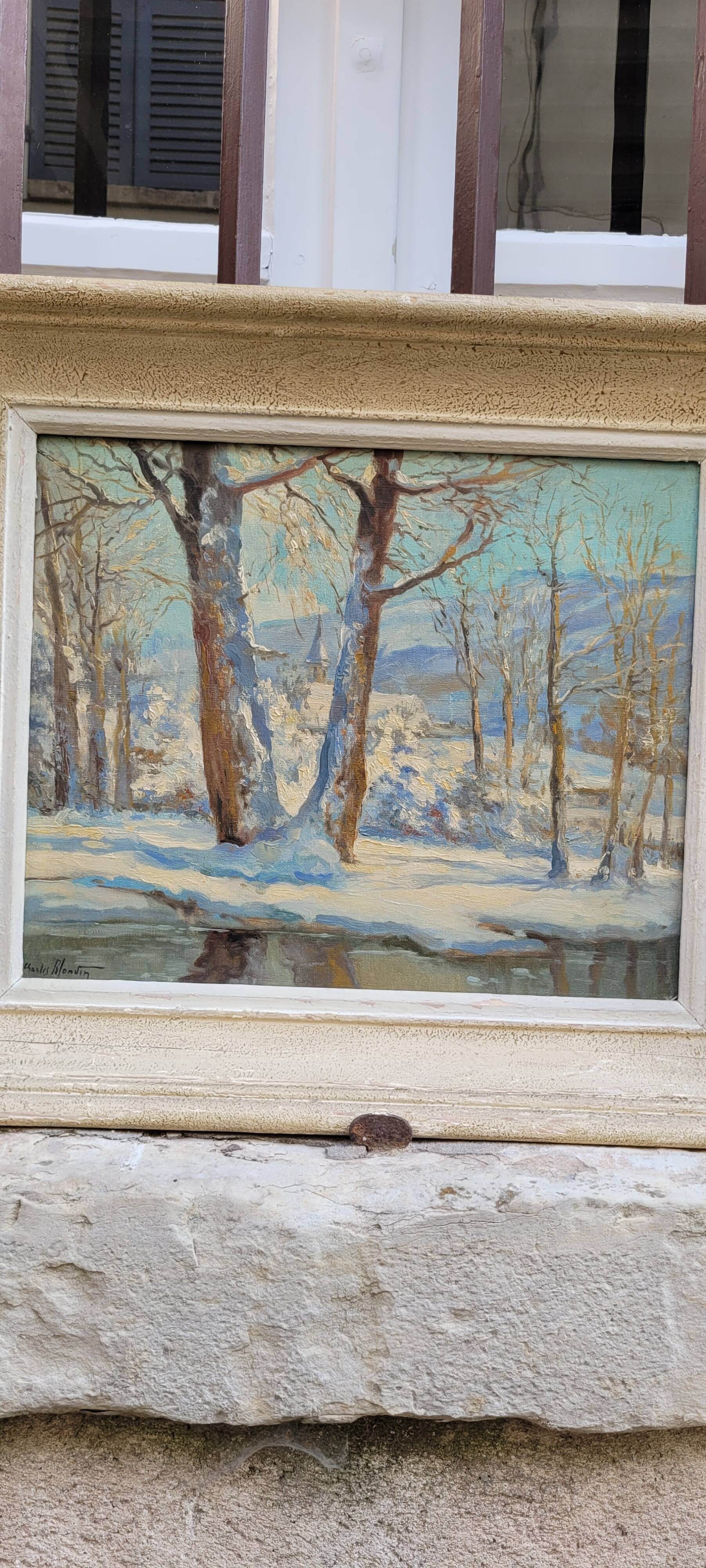 Winter landscape painting
