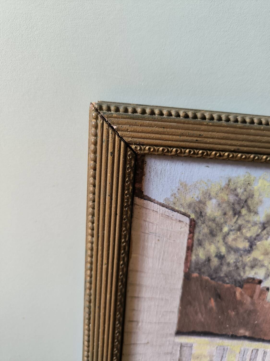 Vintage oil painting table signed M.Painta 1934 ruell.